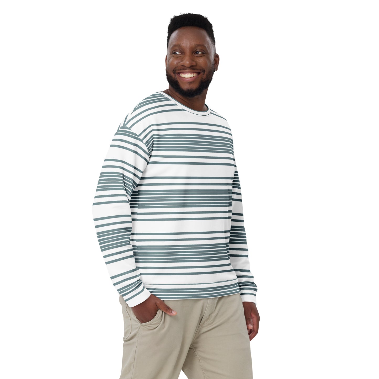 Iron Line Olive White Collar Unisex Graphic Sweatshirt